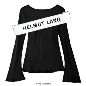 HELMUT LANG Black Flared Long Sleeve Modal Jersey Pullover Top size Large